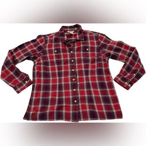 Duluth Trading Co Red and Purple Plaid Shirt